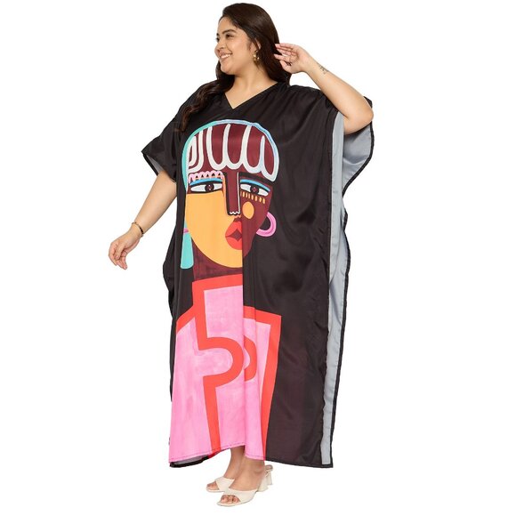 Gypsie Blu Lady Tribal Printed Women Caftan Maxi Dress Summer Kimono for Party - Picture 3 of 7